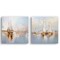 Americanflat Canvas Wall Art Featuring White Sailboats - Set of 2 - Gallery Wrap - Beige, Blue and Grey - Seascape Coastal Wall Art